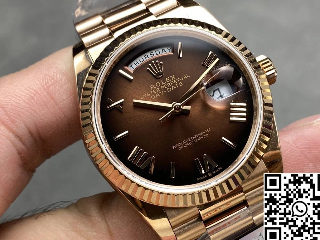 Rolex 36mm Rose M128235 Tungsten Chocalate Gold Date Day QF Factory Steel v5 Dial 0402